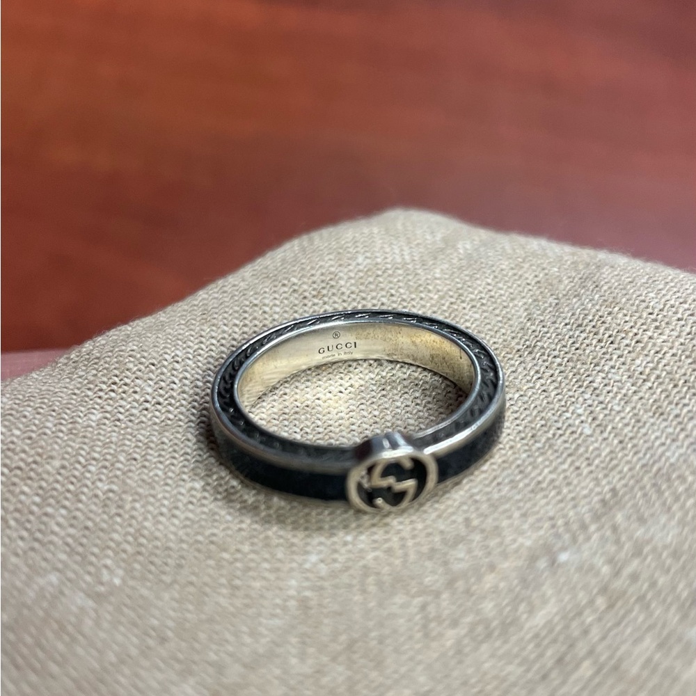 Gucci Logo Silver Ring Size 6 - Picture 9 of 9